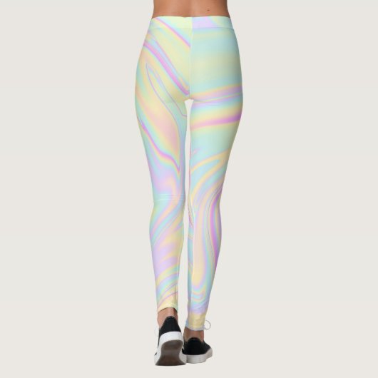 Holografische Iridescent Pastel Rainbow Leggings (Rückseite)
