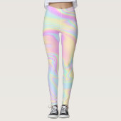 Holografische Iridescent Pastel Rainbow Leggings (Vorderseite)