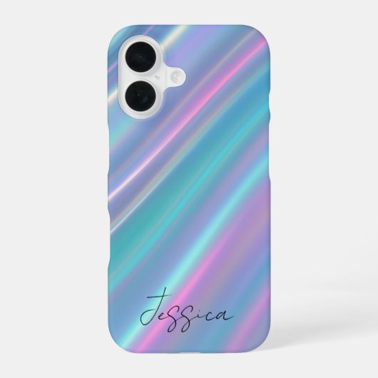 Holografische Irisierende Wellen iPhone 16 Hülle (Rückseite)