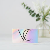 Holografische Lichtflare Moderne Initialen Visitenkarte (Stehend Vorderseite)