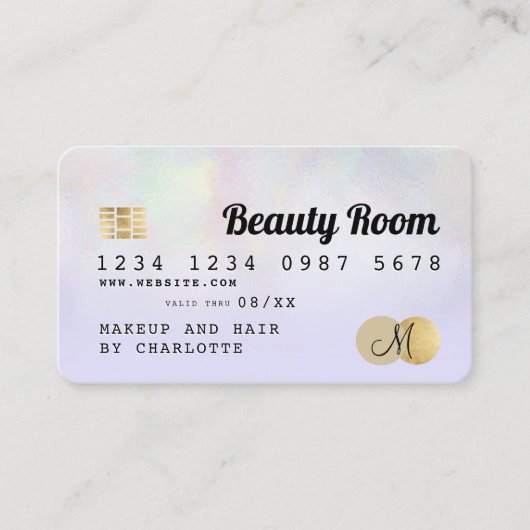 holografische lila Schönheitsmonogramm der Kreditk Visitenkarte (Vorderseite)