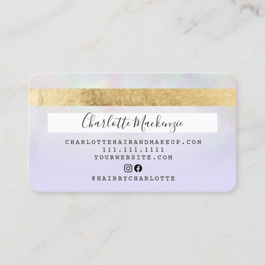 holografische lila Schönheitsmonogramm der Kreditk Visitenkarte (Rückseite)