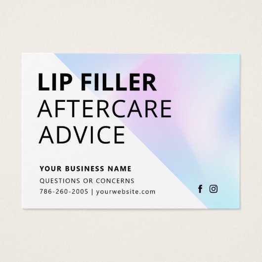 Holografische Lip Filler Aftercare Instructions Ca (Vorderseite)