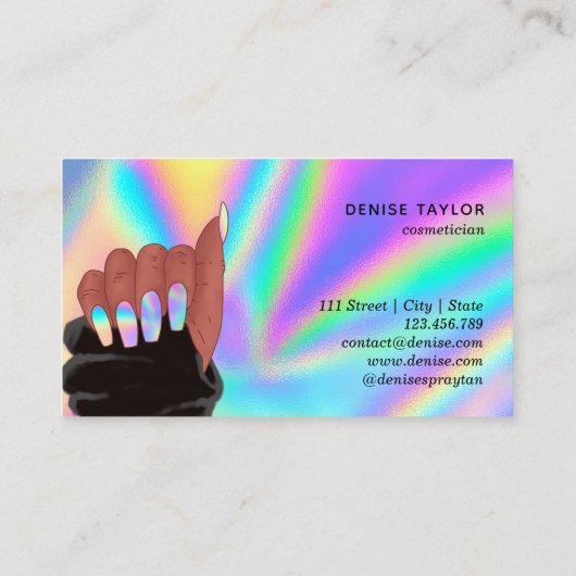holografische Nägel Salon afroamerikanische Handge Visitenkarte (Rückseite)