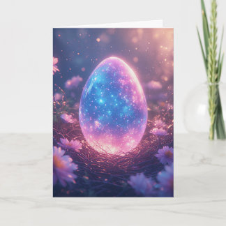Holografische Neon-Osterkarte Feiertagskarte