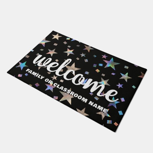 Holografische Rainbow-Stars Lehrerin Fußmatte (Schrägansicht)