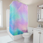 Holografische reale Textur in blau rosa grünen Far Duschvorhang (Beispiel)