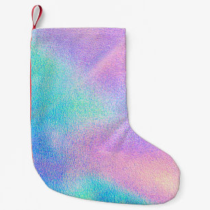 Holografische reale Textur in blau rosa grünen Far Kleiner Weihnachtsstrumpf