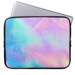 Holografische reale Textur in blau rosa grünen Far Laptopschutzhülle