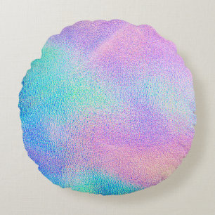 Holografische reale Textur in blau rosa grünen Far Rundes Kissen