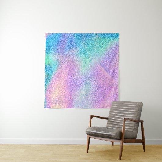 Holografische reale Textur in blau rosa grünen Far Wandteppich (Beispiel (Horizontal))