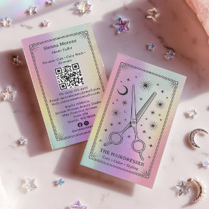 Holografische Retro-Zellular-Tarot-Friseur-QR Visitenkarte