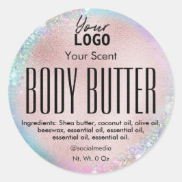 Holografische Rose Gold Body Butter Labels Runder Aufkleber