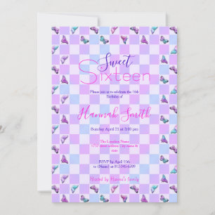 Holografische Schmetterlinge Lila Tafel Einladung