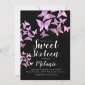 Holografische Schmetterlinge Rosa 16 . Geburtstag Einladung (Vorderseite)