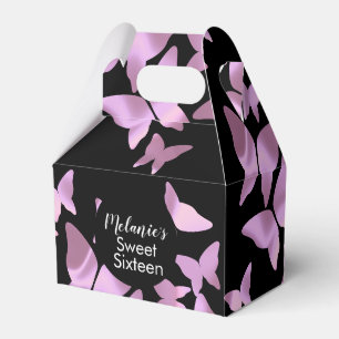 Holografische Schmetterlinge Rosa Sweet Sixteen Pa Geschenkschachtel
