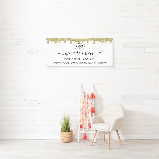 Holografische Signatur Moderner Glam Gold Glitzer Banner (Insitu)