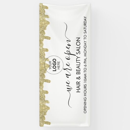 Holografische Signatur Moderner Glam Gold Glitzer Banner (Vertikal)