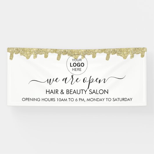 Holografische Signatur Moderner Glam Gold Glitzer Banner (Horizontal)