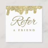 Holografische Signatur Moderner Glam Gold Glitzer Empfehlungskarte (Vorderseite)