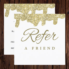 Holografische Signatur Moderner Glam Gold Glitzer Empfehlungskarte