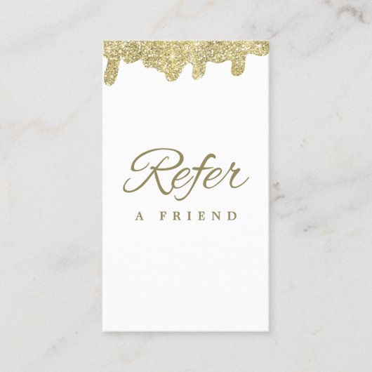 Holografische Signatur Moderner Glam Gold Glitzer Empfehlungskarte (Vorderseite)