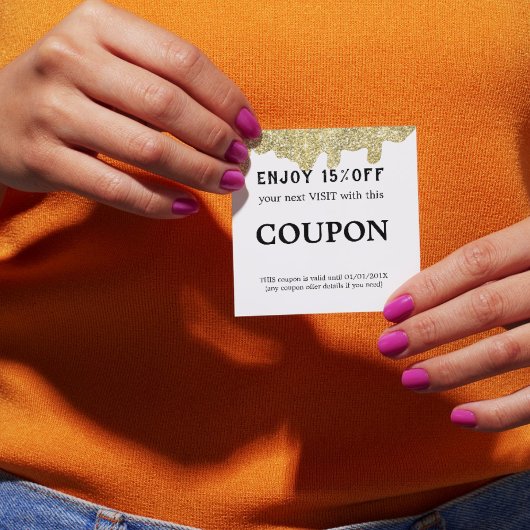 Holografische Signatur Moderner Glam Gold Glitzer Rabattkarte