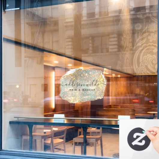 Holografische Signatur-Script Moderner Glam-Glitze Fensteraufkleber (Café-Fenster)