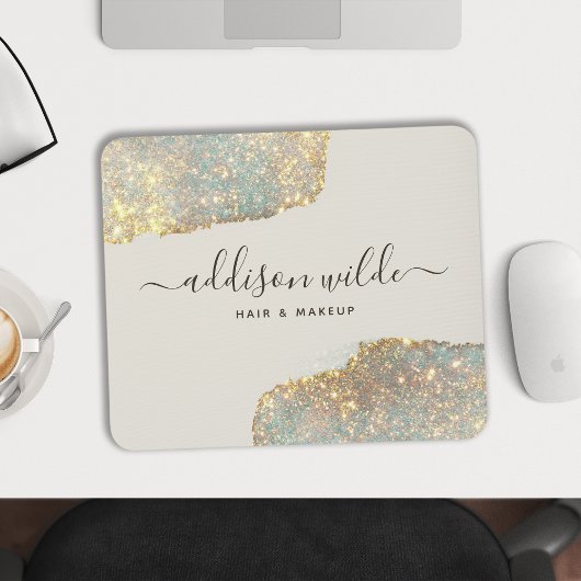 Holografische Signatur-Script Moderner Glam-Glitze Mousepad