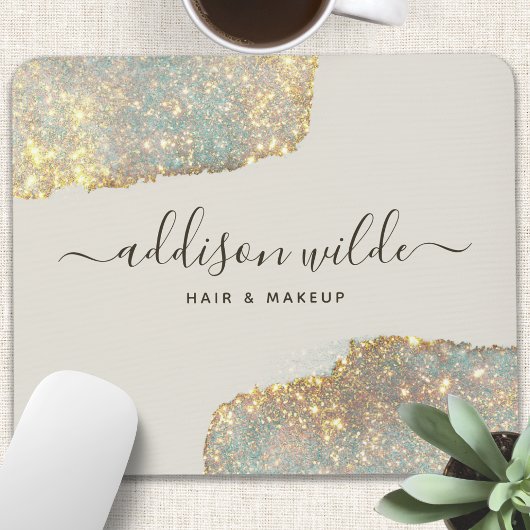 Holografische Signatur-Script Moderner Glam-Glitze Mousepad