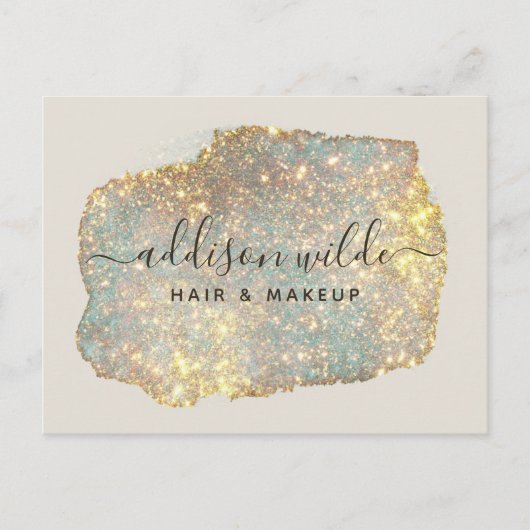 Holografische Signatur-Script Moderner Glam-Glitze Postkarte (Vorderseite)