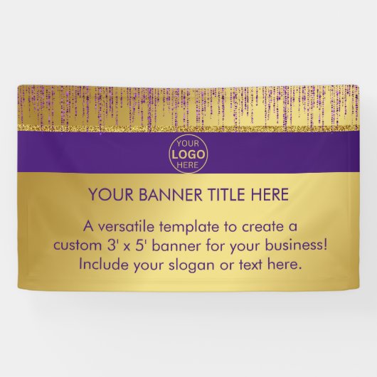 Holografische Signatur-Script Moderner Gold-Glitze Banner (Horizontal)