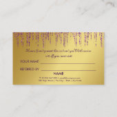 Holografische Signatur-Script Moderner Gold-Glitze Empfehlungskarte (Rückseite)