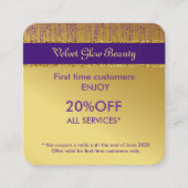 Holografische Signatur-Script Moderner Gold-Glitze Rabattkarte (Vorderseite)