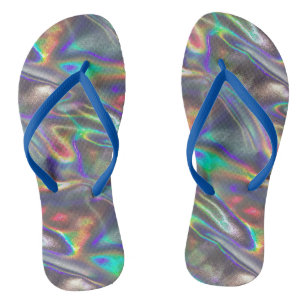 holografische silberne Flip-Flops Schuhe Sandalen