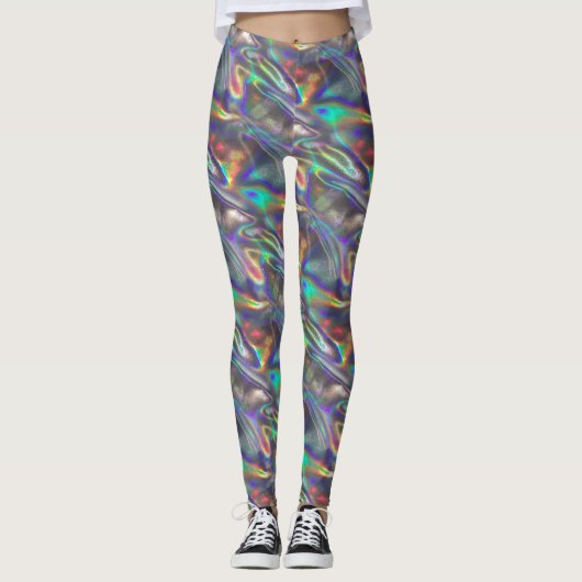 holografische silberne Leggings (Vorderseite)