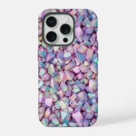 Holografische Steine Muster Personalisiert iPhone 15 Pro Hülle