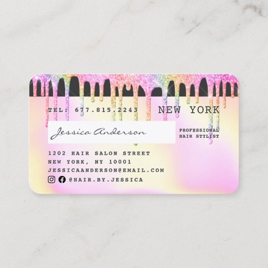 holografische Tropfen der Kreditkarte mit Regenbog Visitenkarte (Rückseite)