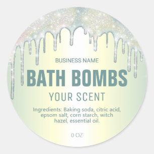 Holografische Tropfen Pastel Bath Bomb Soak Labels Runder Aufkleber