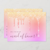 Holografische Tropfen werden Sie meine Trauzeugin  Einladungspostkarte (Vorne/Hinten)