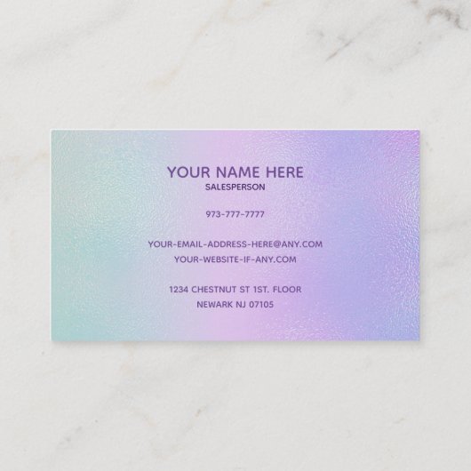 Holografische Visitenkarten Visitenkarte (Rückseite)