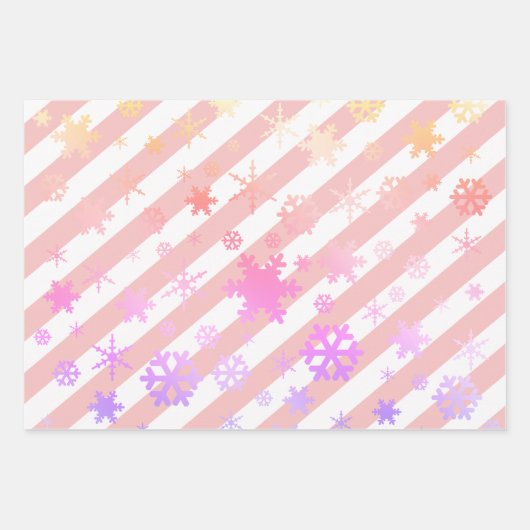 Holografische Weihnachtsschneeflockenmuster Streif Geschenkpapier Set (Vorderseite 2)