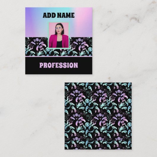 HOLOGRAFISCHE WITCHY VIBES QUADRATISCHE VISITENKARTE (Vorne/Hinten)