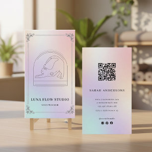 Holografische Yoga-Lehrer-Karte mit QR-Code Visitenkarte