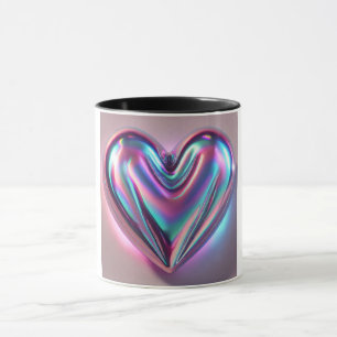 Holografischer 3D-Iris-Herz-Kaffeebecher Tasse