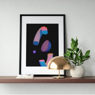 Holografischer 80er Moderne Futuristische Kunst Poster