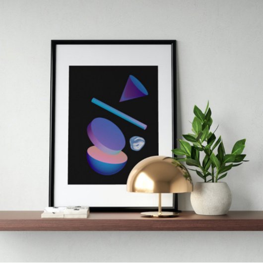 Holografischer 80er Moderne Futuristische Kunst Poster