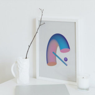 Holografischer 80er Moderne Futuristische Kunst Poster