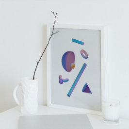 Holografischer 80er Moderne Futuristische Kunst Poster