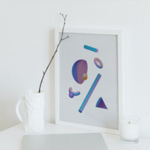 Holografischer 80er Moderne Futuristische Kunst Poster